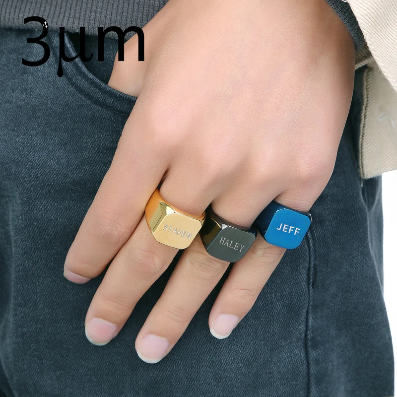 

3Umeter Custom Name Stainless Steel Signature Ring High Personalized Jewelery Engraved Namely Personalized Brithday for ETSY