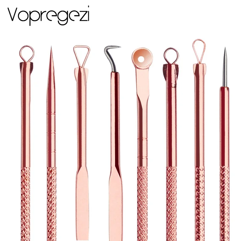 

Vopregezi 4Pcs/Set Rose Gold Acne Blackhead Removal Needles Pimple Acne Extractor Black Head Pore Cleaner Deep Cleansing Tool