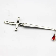 ZRM, 20 шт./лот,, модные ювелирные изделия, серебряный шарм, Красный Кристалл, меч, серьги-гвоздики для женщин, оригинальная поставка с фабрики