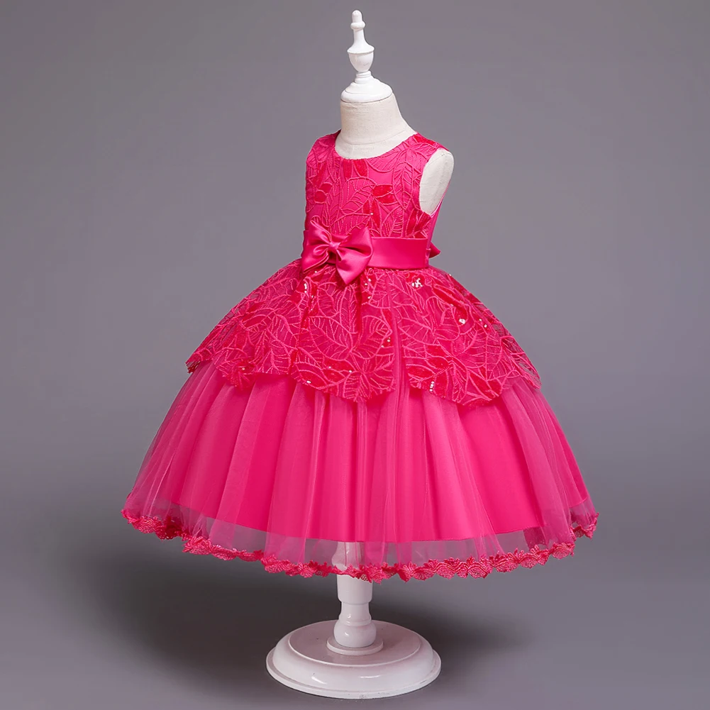 It's Yiya/Платья с цветочным узором для девочек 5 цветов, длинное платье для девочек без рукавов с круглым вырезом, пышные платья Vestidos De Noches Para Ninas 855