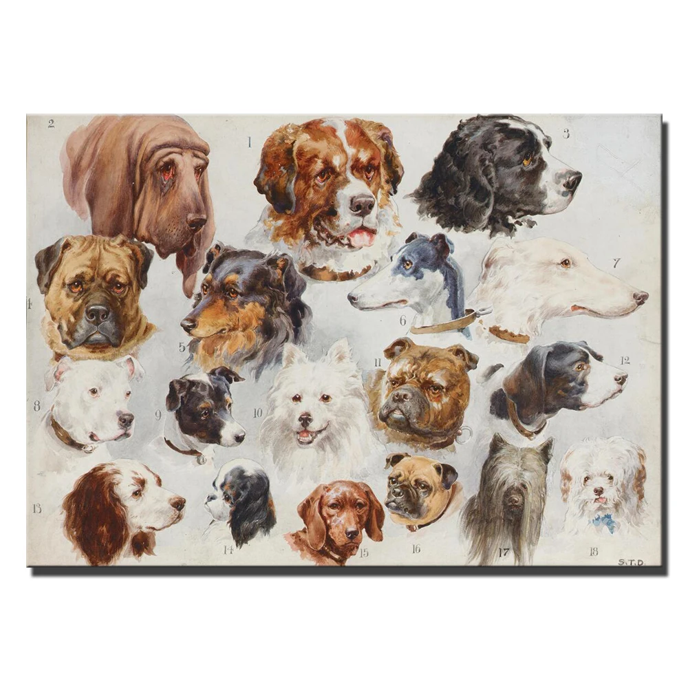 

Lovely Dogs Head Wall Art Posters And Prints Modern Family Pet Dogs Animals Decorative Pictures For Living Room Kids Room Decor