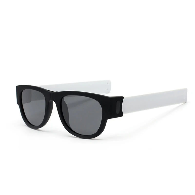Мини Складные солнцезащитные очки для женщин и мужчин крутые трендовые уличные спортивные шлепки солнцезащитные очки UV400 Черный Браслет Oculos - Цвет линз: white