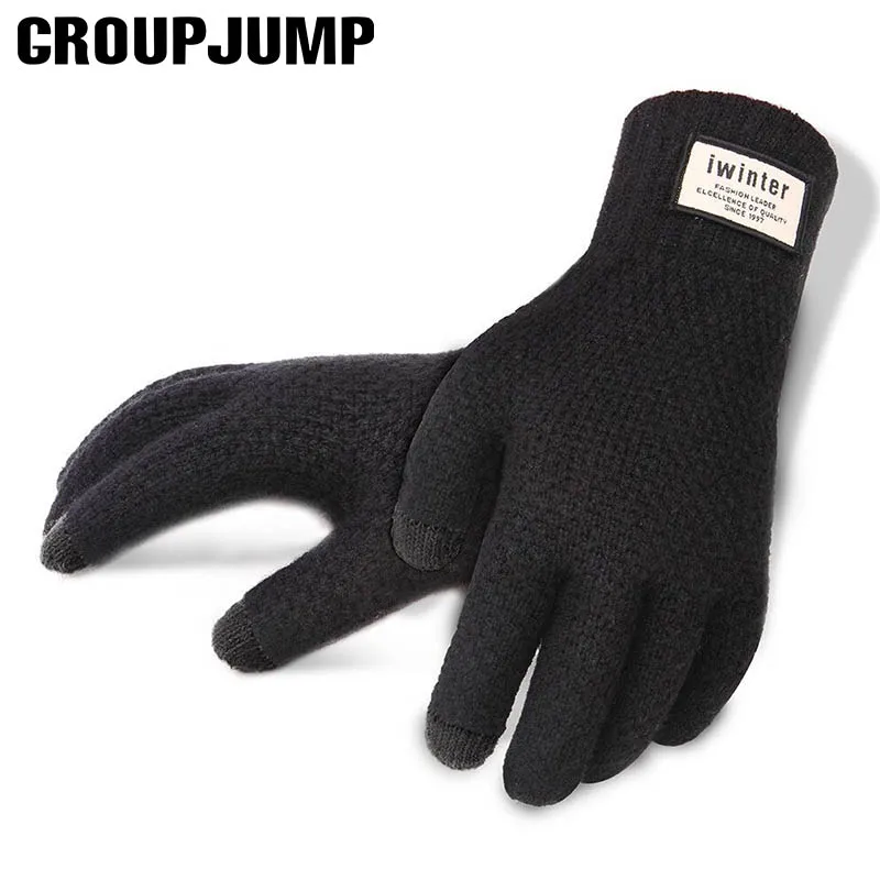 

GROUP JUMP 2019 winter Knitted Gloves For Women Men Female Cashmere Knitted Gloves Unisex Thick Warm Touch Screen Glove Mittens