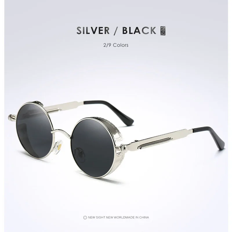 VEGA поляризационные стимпанк Солнцезащитные очки для мужчин и женщин, круглые готические паровые очки в стиле панк, металлические винтажные HD очки 372 - Цвет линз: Number 3
