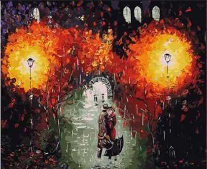 

Rendezvous in the Rain paint by numbers diy canvas wall decor hand painted picture printed drawing coloring by number
