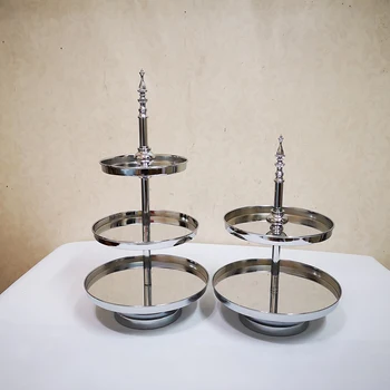 

New arrive cake stand plate 2 &3 tiers mirror surface top cake stand set