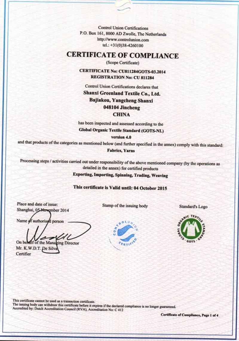hemp certificate