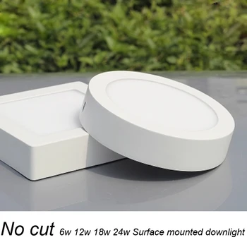 

LED Surface Downlight Panel 6W 12W 18W 24W Round Square LED Ceiling Recessed Light Black Heat Radiator SMD4014 AC85V-265V