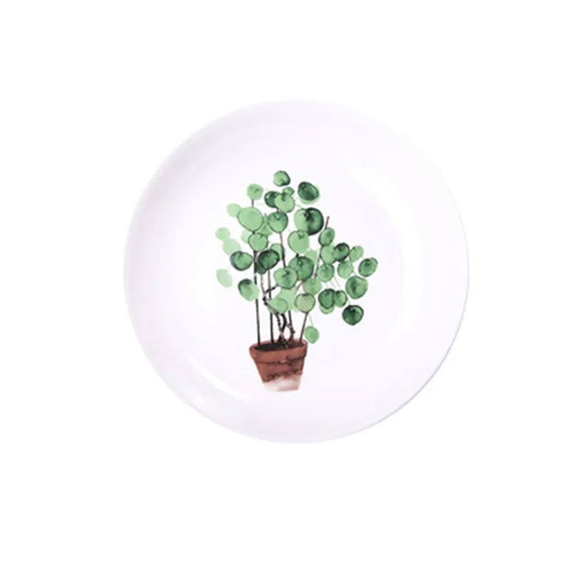 JO LIFE Скандинавская кухонная посуда 8-керамическая тарелка дюймовая зеленая тарелка для растений креативный поднос десертная тарелка - Цвет: 2