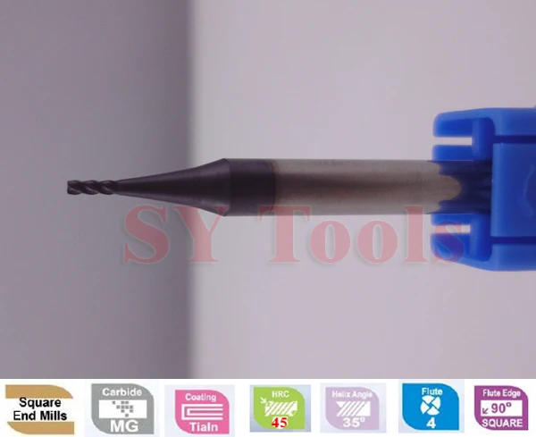

D4mm square endmills Super Micro Carbide Suitable For HRC55 Material D2*6*D4*50