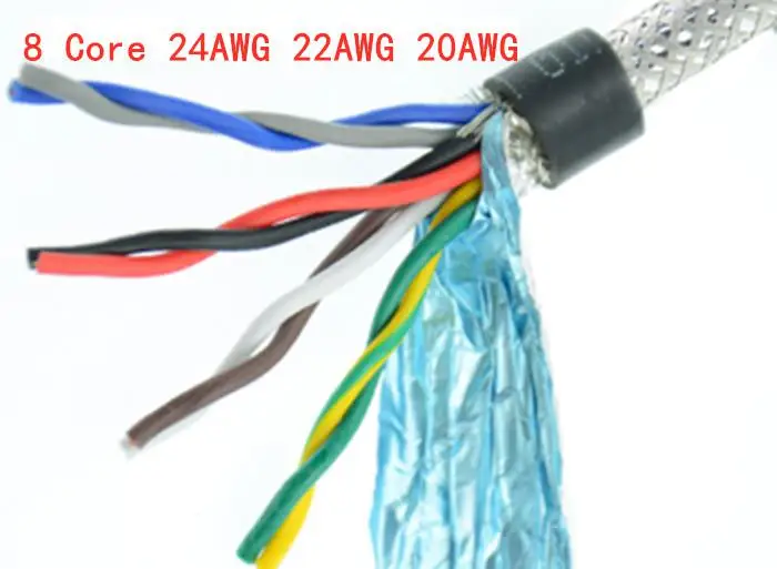 20AWG 2 core 4 core 6 core 8 core1 метр 485 провод сигнала связи RVSP Чистая медь экранированная витая пара провода - Цвет: 8 Core