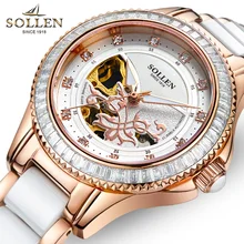 Women Ceramic Clock flowers Design Women’s Mechanical Watch Top Brand Luxury Women Sapphire Crystal Female Watches Gift