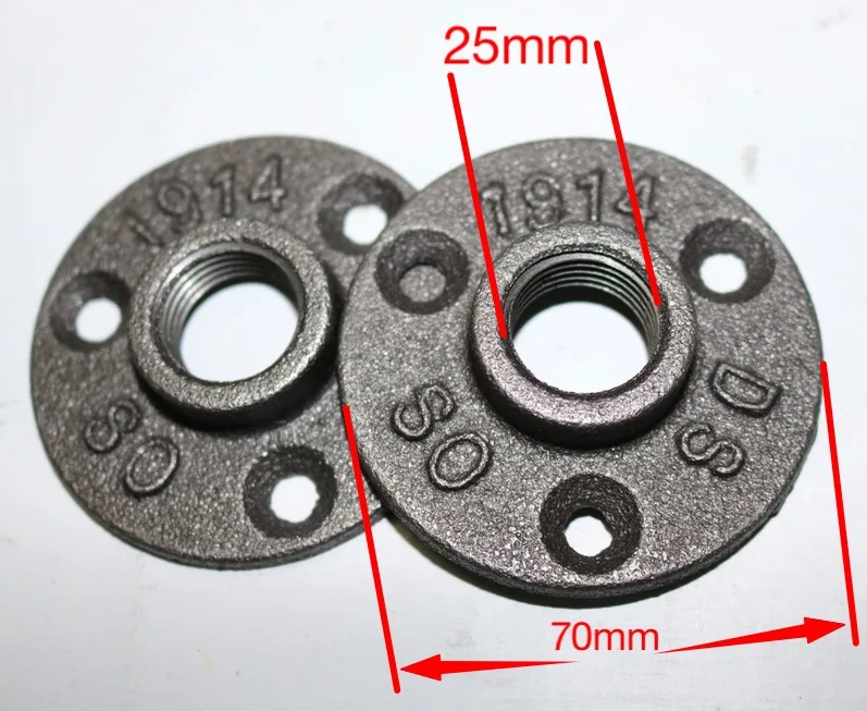 2Pieces/Lot (DN20 3/4''Pipe )Base Diameter7CM Cast Iron Industrial