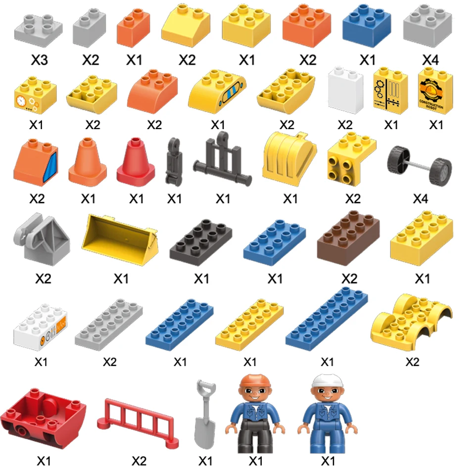 Preise 63 stücke DIY Duplo Verwandeln Engineering Verkehrs Fahrzeug Bausteine Legoingly Assemblage Kreative Stadt Ziegel Kinder Spielzeug Kind