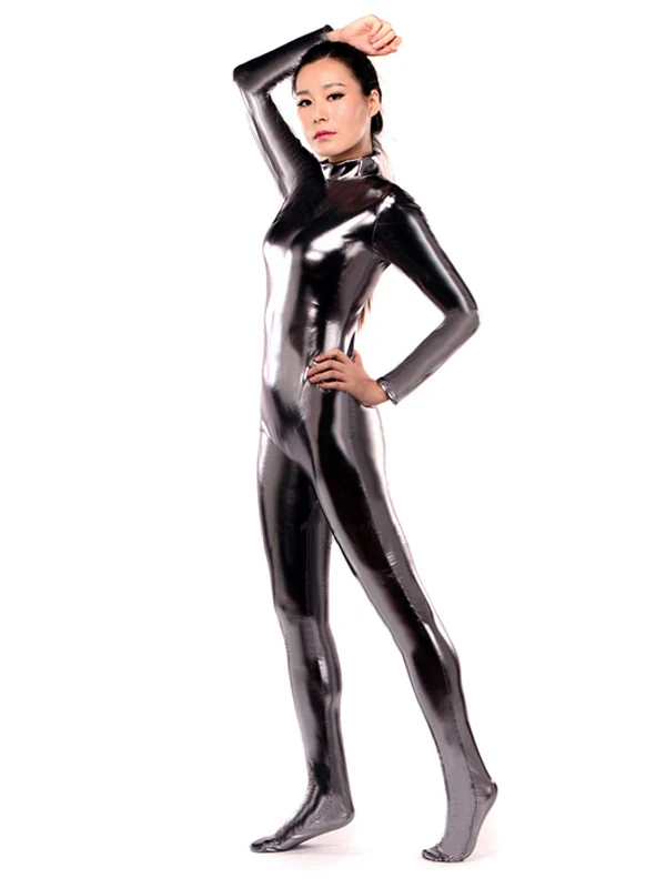 

BetterParty Dark Silver Adult Shiny Zentai Catsuit Metallic Lycra Second Skin Bodysuit