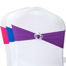 100 шт./лот Корона образной пряжкой Председатель Sash Луки Свадьба стул украшение стрейч Чехлы для стульев группа