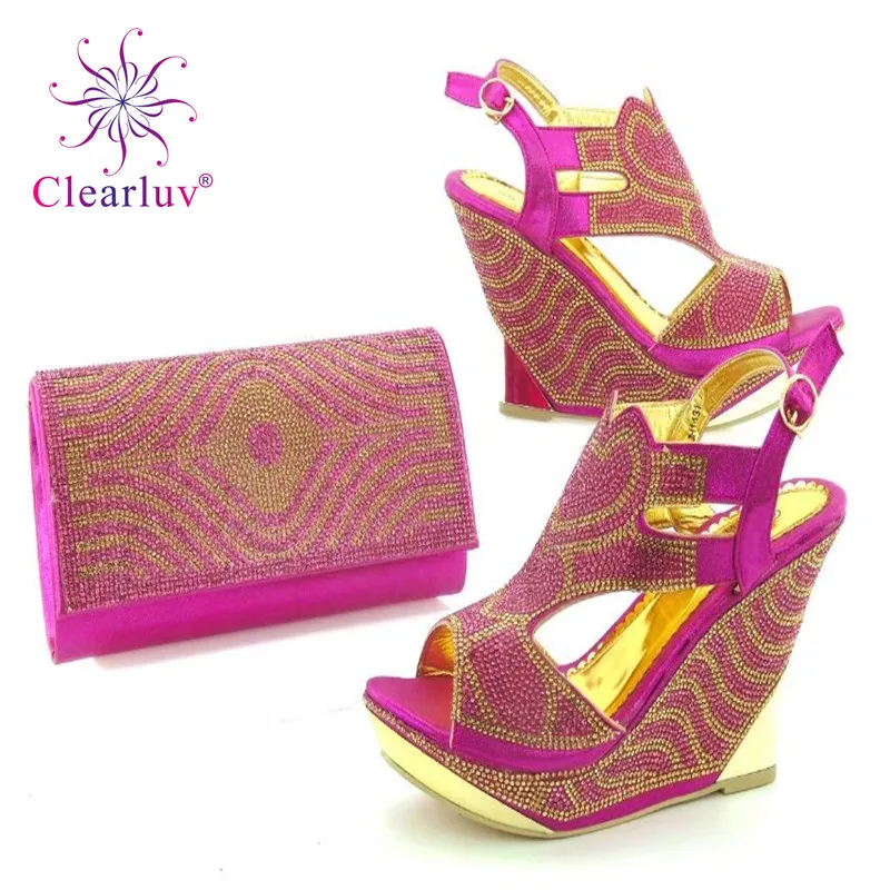 Femmes En rouge Ensemble Noir Africaines Sacs Mode rose Clearluv Pierre Assortis Noir Avec Couleur Italiennes Et Prix Les Chaussures Gros qxvU4wW6