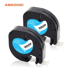 Absonic 2 шт 12 мм Лента кассеты заправки 91201 91331 91221 59422 пластиковые этикетки кассета для Dymo LetraTag этикетки производитель черный на белом