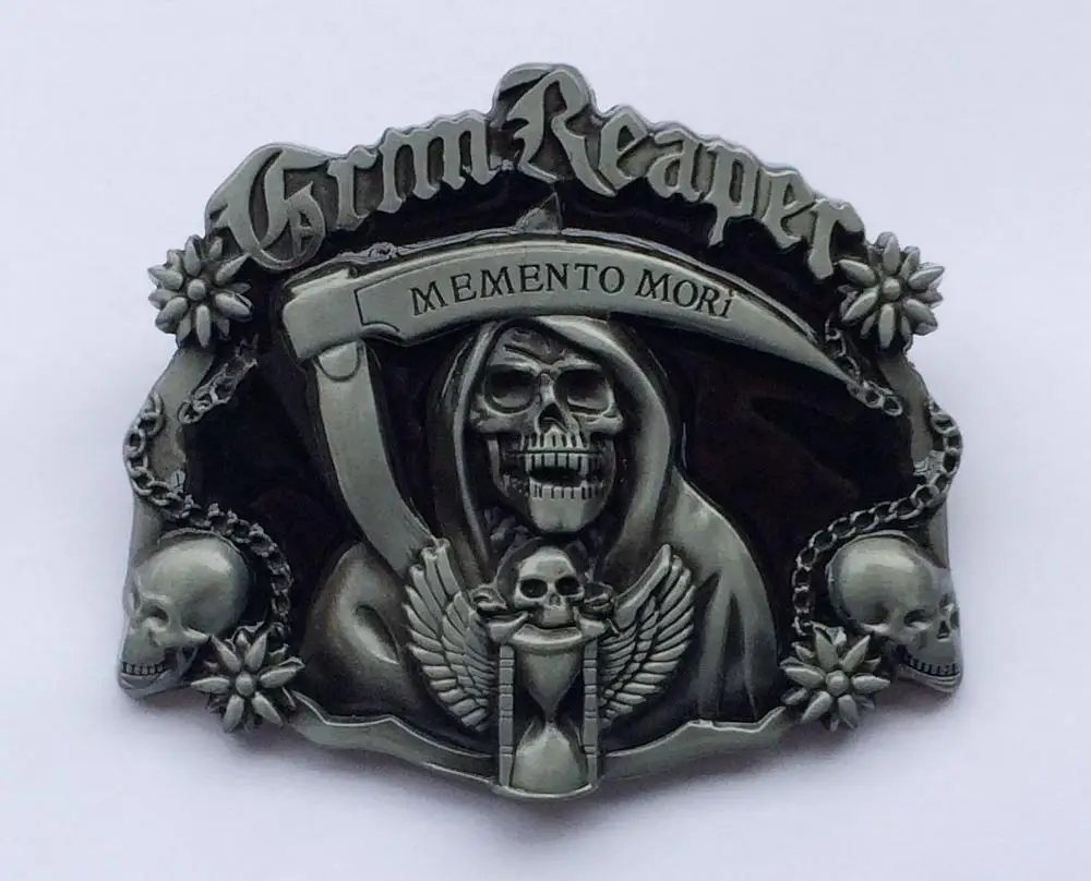 3 цвета Grim Reaper Memento Mori Skull пряжка для ремня - Цвет: Black