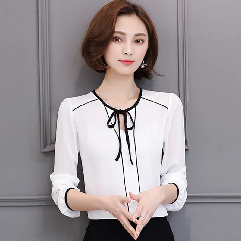 2017 Women Loose Blouses White Spring Blusas Chiffon Long Sleeve S XXL ...