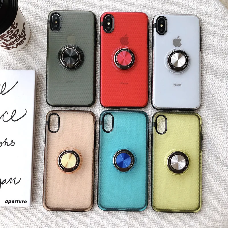 

Ultra Thin Transparent Phone Case For iPhone XS MAX XR X 8 7 6 6S Plus Car Magnetic Cases Finger Ring Holder Cover Coque