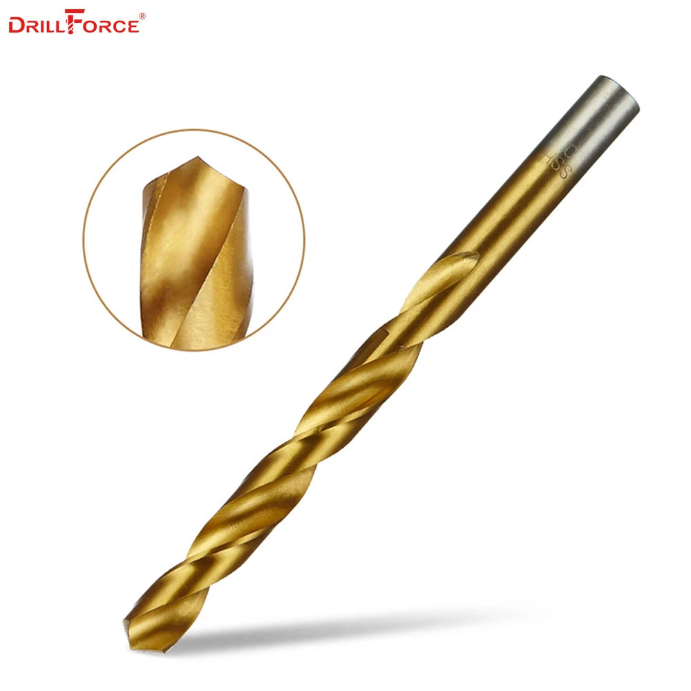 19 шт. сверла DRILLFORCE из быстрорежущей стали M2 с титановым покрытием для металла