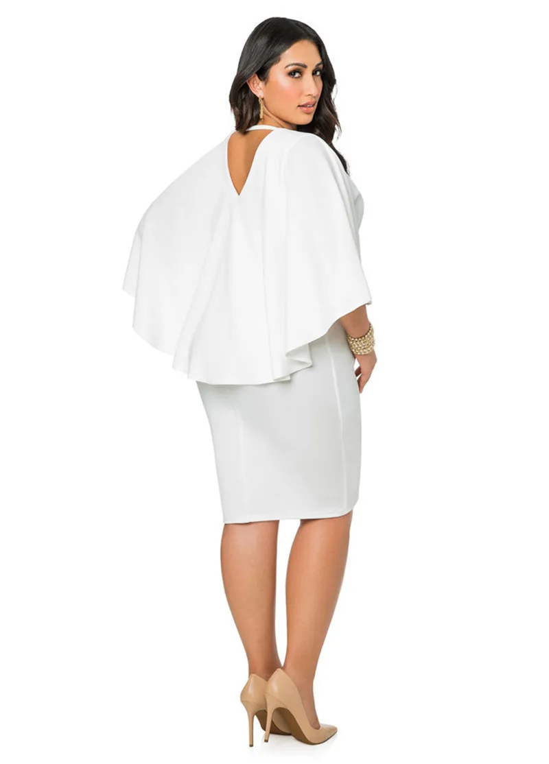 white cape dress plus size