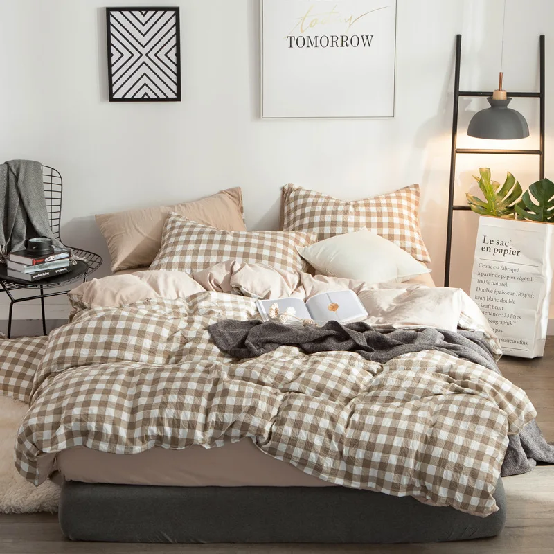 

Ms.O Home Textile Plaid Duvet Cover Cotton Stripe Triangle Geometric Printed Designer Bedding Set Handmade Bedroom Bed Linen