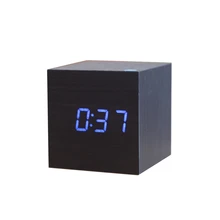 Многоцветный куб деревянные часы цифровой светодиодный Настольный будильник термометр управление звуками светодиодный дисплей календарь