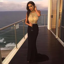 Новые Сексуальные великолепные черные длинные платья для выпускного вечера, расшитые бисером женские вечерние платья длиной до пола на заказ