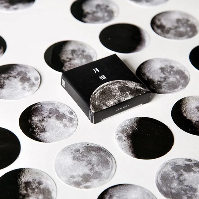 

45 pcs/lot (1 bag) DIY Cute Creative Moon Stickers Calendar Black & White Color Planet Paper Sticker For Diary Home Decoration
