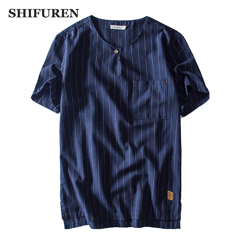 SHIFUREN новые летние мужские хлопковые льняные рубашки с коротким рукавом мягкие