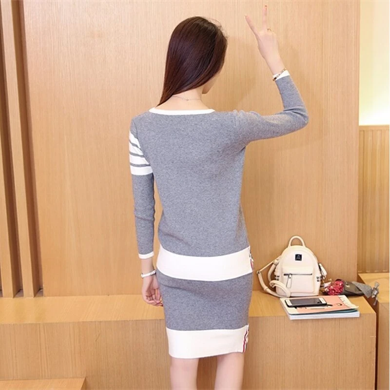 Nouvelle Collier De Hanche pièce Femmes Automne Deux Pour Chandail 2019 Jupe Paquet Slim Femme Coréenne Noir Blouson Mode XqRw5xE