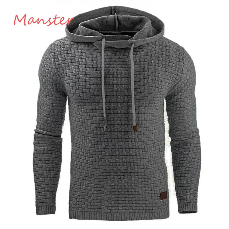 

2019 New Casual Hoodie Men's Hot Sale Plaid Jacquard Hoodies Fashion Military Hooded Style Long-Sleeved Men Sweatshirt S-5XL