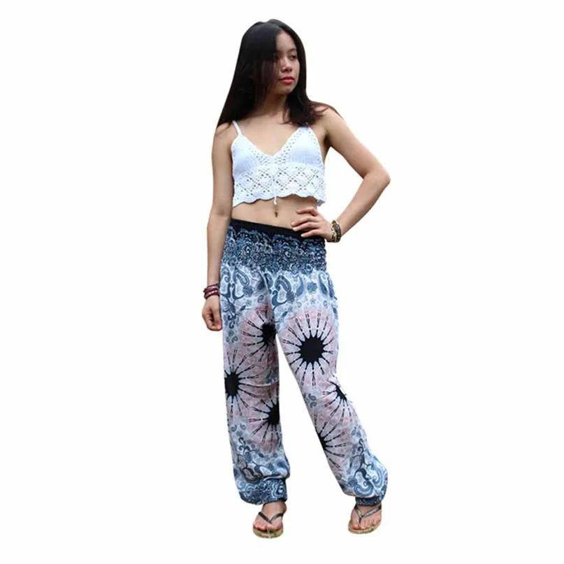 

Men and Women Mandala Print Loose High Waist Lantern Yoga Pants Outdoor Sunscreen Loose Trousers Elastic Waist Cotton #3J05