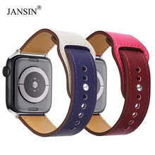 JANSIN двухцветная кожа ремешок для apple watch серии 5/4 3/2/1 из натуральной кожи спортивный ремешок для наручных часов iWatch 38 мм 42 мм 40 мм 44 мм