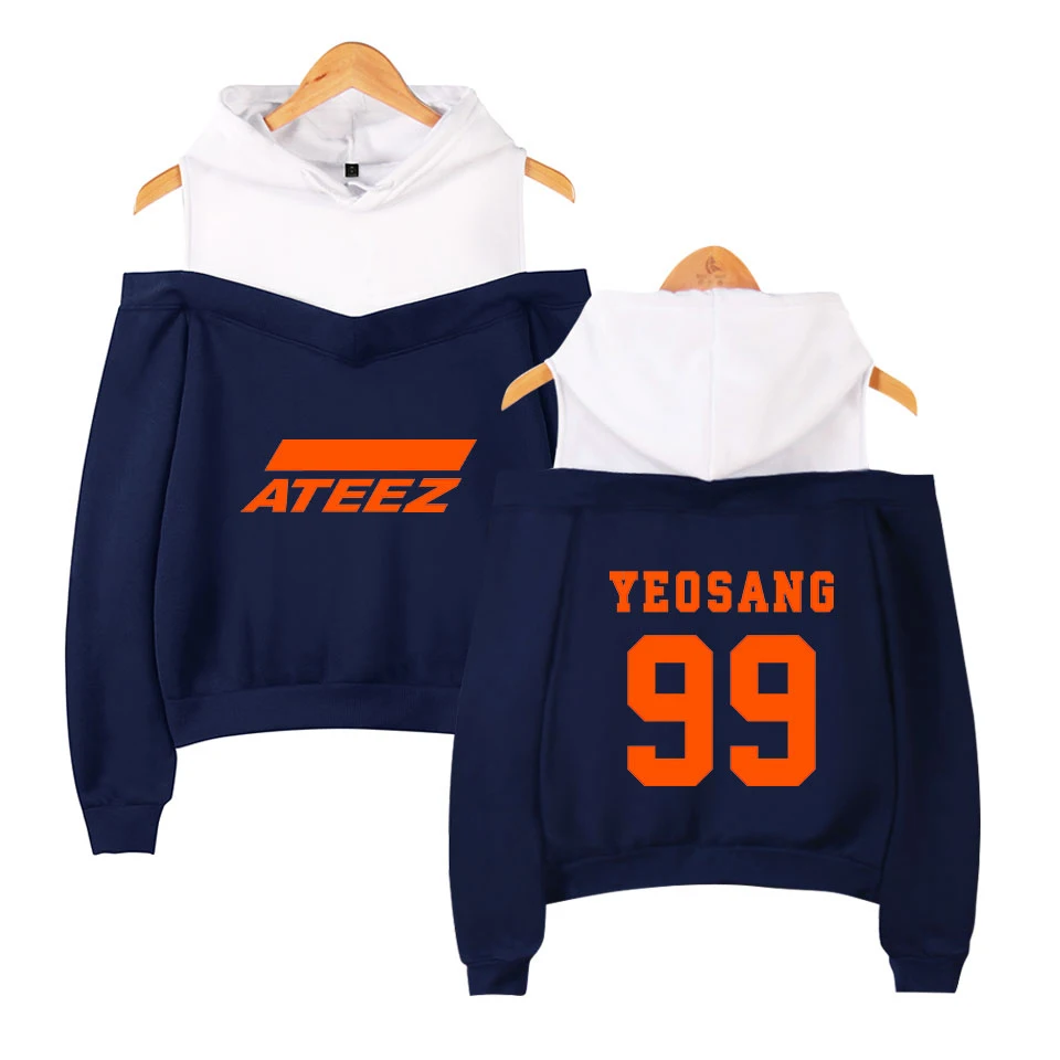 

VAGROVSY Kpop Group ATEEZ Secxy Off-Shoulder Sweatshirts Women Hongjoong Seonghwa Yunho Yeosang San Mingi Wooyoung Tracksuit