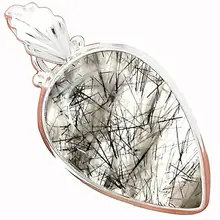 Lovegem Подлинная Черная рутиловая Подвеска 925 пробы серебра, 39,5 мм, AP3317