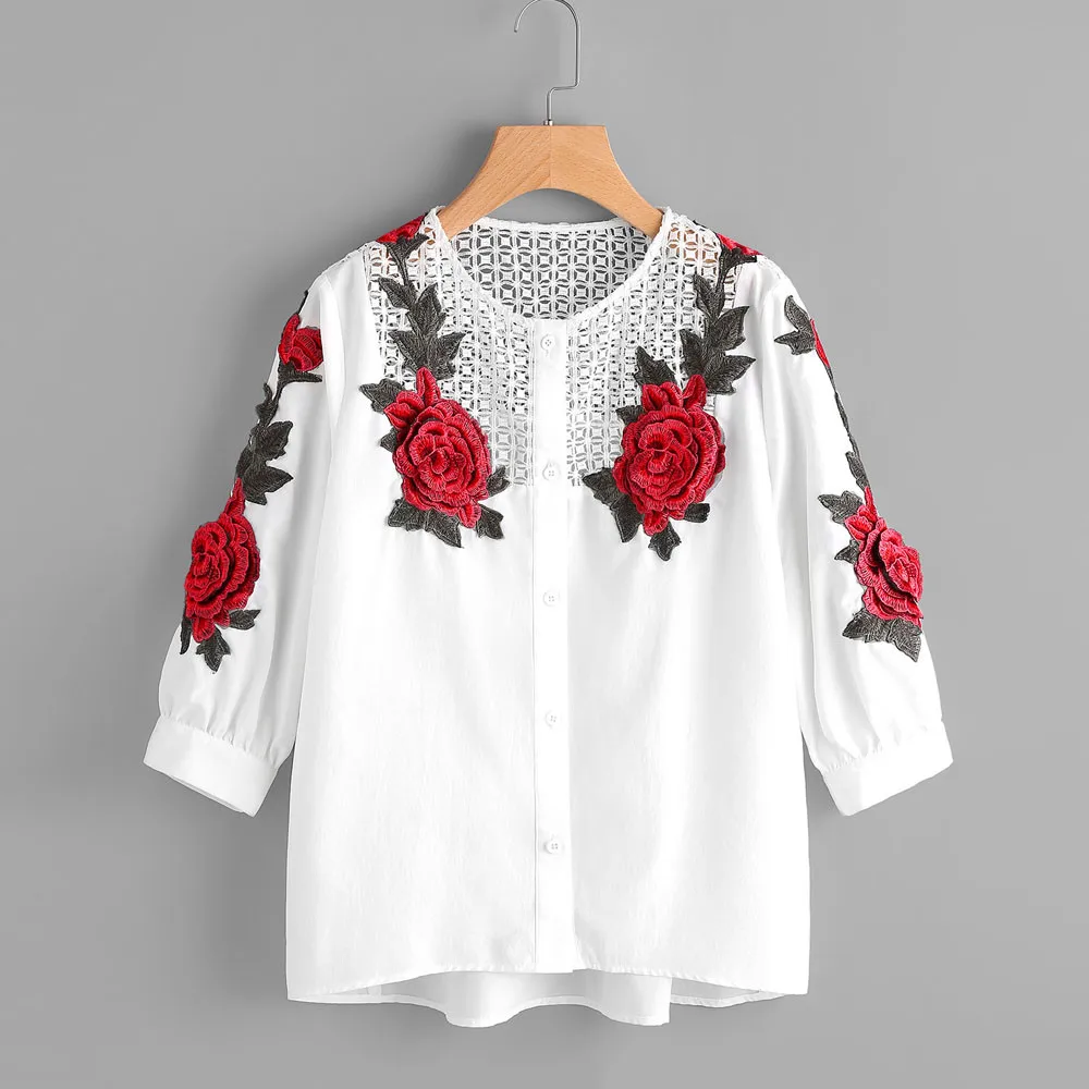 Trendy Style Embroidered Blouse Women 2018 Autumn Ladies