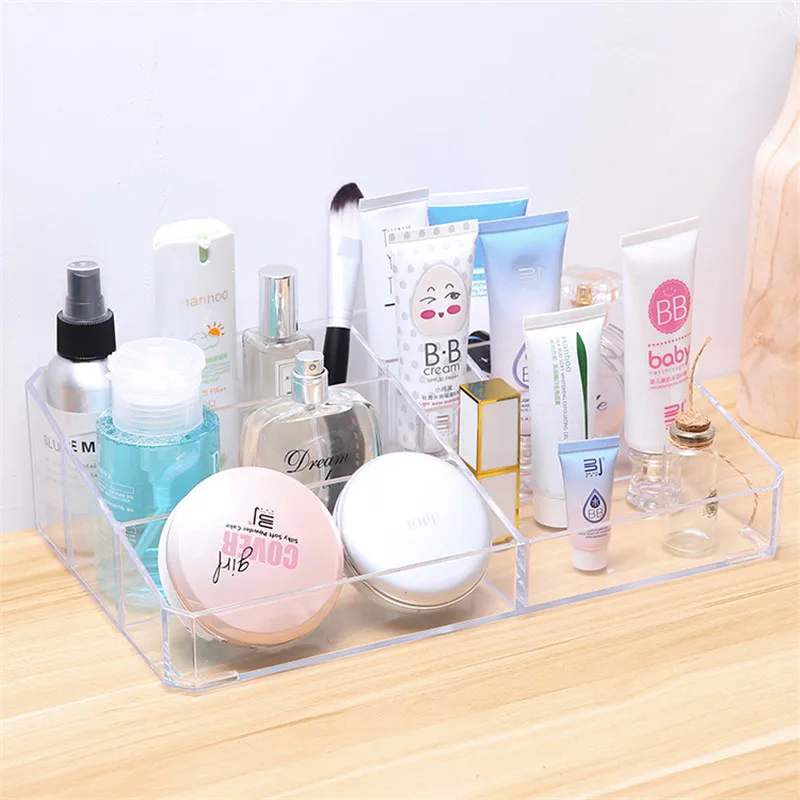 Dresser Large Transparent Cosmetic Storage Box Desk Debris Organizers Girl Makeup Tools Lipstick Skin Care | Дом и сад