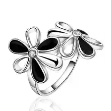 NEW arrival 2016 USA EURO Style Fashion Silver plated two flower fenska Ring Wholesale Jewelry SMTR631