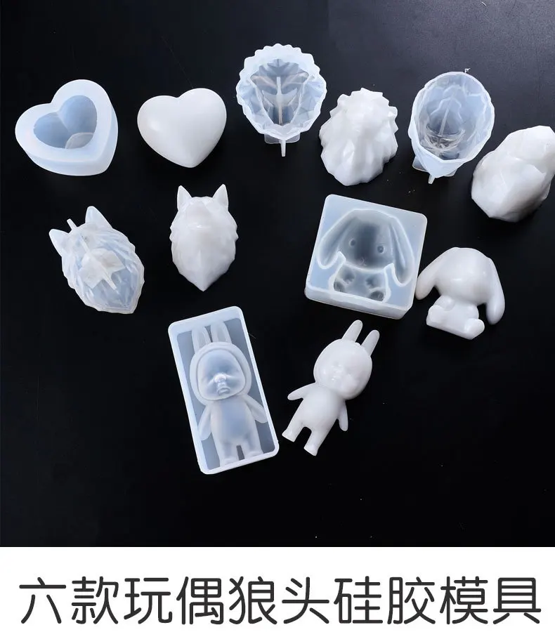 

Glue drop mould wolf head lion orangutan mold love sleep baby low ear rabbit high mirror plaster mold