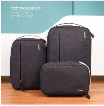 

WIWU Portable Hard Drive Case Water-resistance Nylon Storage Box Carrying Case Power Bank Headphone USB Cable Exteral Storage
