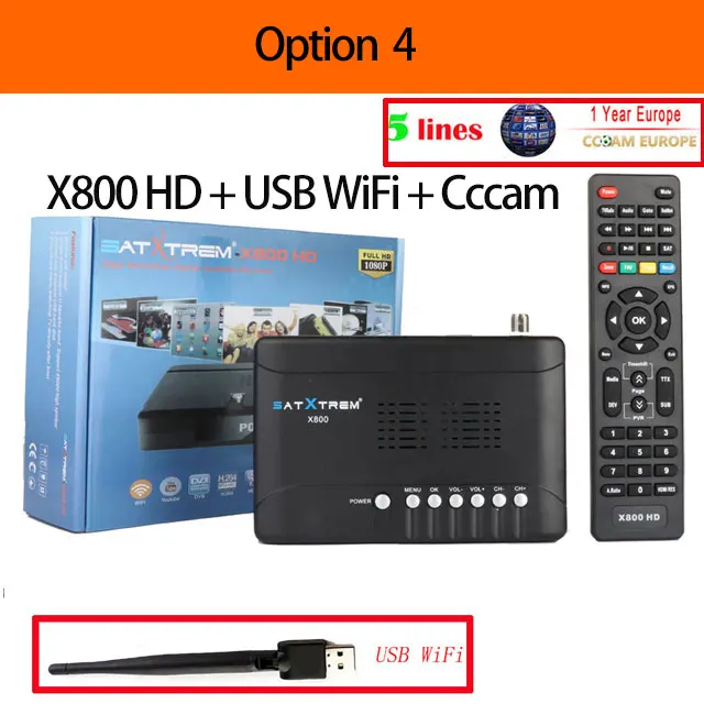 SATXTREM X800 HD DVB-S2 спутниковый ресивер цифровой ТВ спутниковый ресивер декодер DVB S2 тв тюнер бесплатно 1 год Cline Европа Clines - Цвет: X800 N WiFi N C