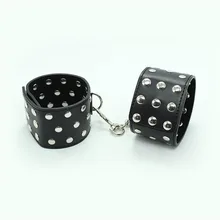 Унисекс черный металл из украшенной шипами ПУ кожи наручные манжеты панк хиппи бондаж Фетиш группа мачо шоу костюм