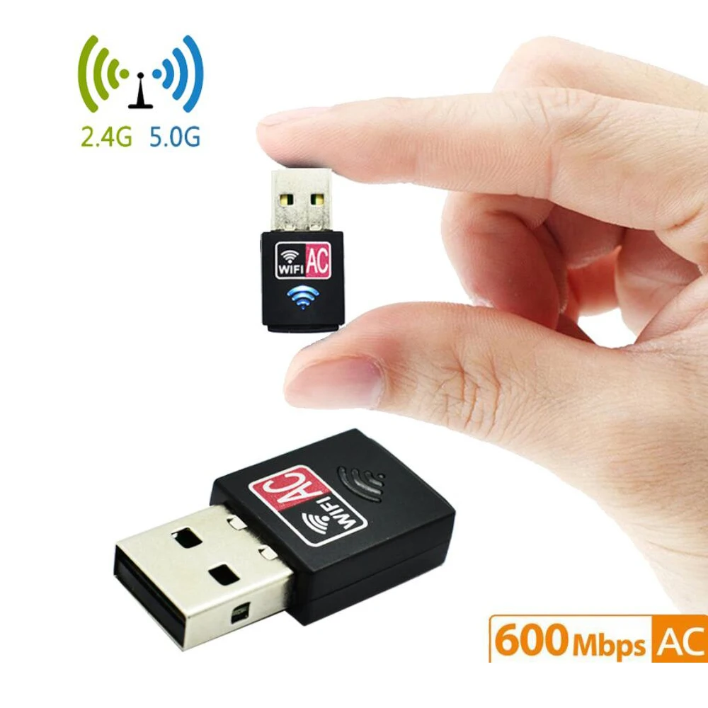 802.11ac 600 Мбит/с нано-Размер Беспроводной Wi-Fi USB адаптер PC сетевая карта двухдиапазонный 5 ГГц адаптер ЛВС USB Ethernet приемник AC Wi-Fi