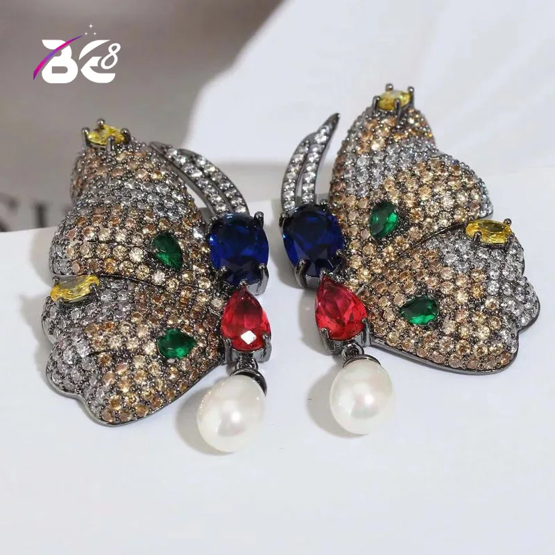 

Be 8 Luxury Micro Pave Multicolor CZ Stone Stud Earrings Beautiful Butterfly Shape Earring for Women Female Bijoux Brincos E827