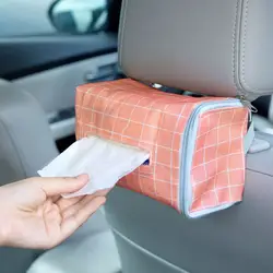 Заднем сиденье автомобиля ткани органайзер для бумаг коробка путешествия держатель для салфеток дома коробка для салфеток сумка с молнией