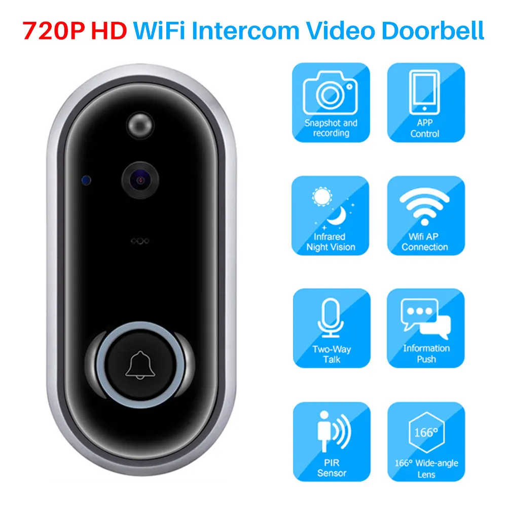 

720P Wireless WiFi Video Doorbell Smart Video Intercom IR Night Vision Waterproof Doorbell Remote Control Via Mobile Phone