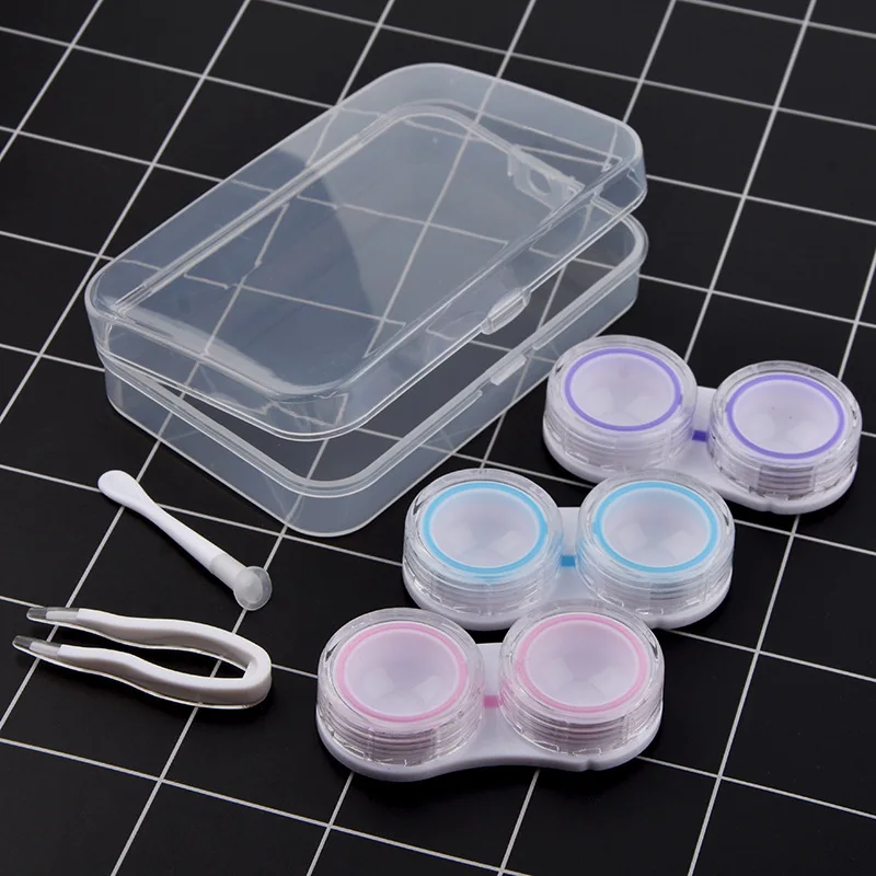 

1pcs Transparent Pocket Contact Lens Case Travel Kit Easy Take Container Spectacle Holder Random Color